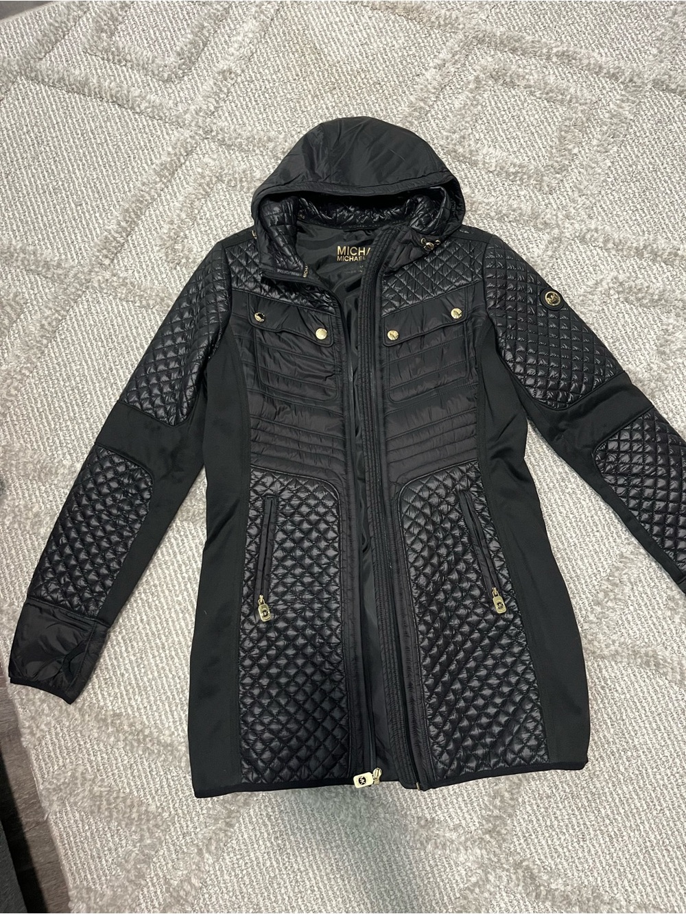 Michael Kors Black Quilted Hooded Puffer Jacket